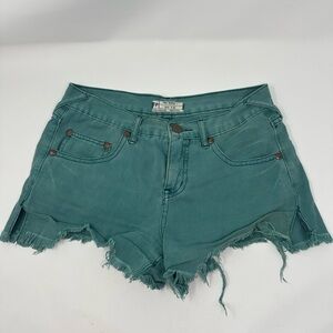 Free People Denim Cutoff Shorts in Teal Size 26